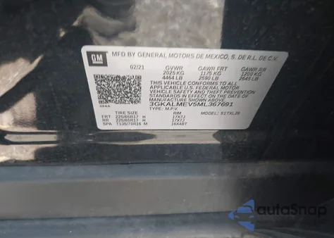 2021 GMC Terrain Fwd Sle from USA, damaged, VIN 3GKALMEV5ML367691